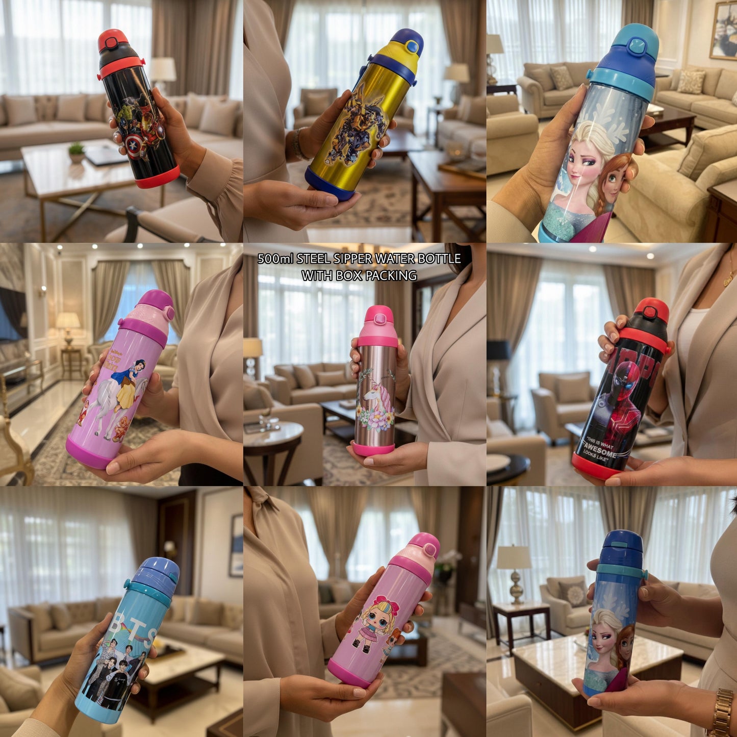 Kids Stainless Steel Super Hero Sipper ( 500 ML )