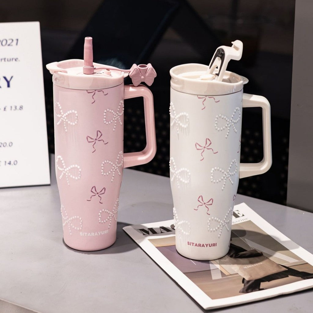 Pintresty Heart pearl 2 in 1 Sipper Plus Tumbler with Topper - 1200ML