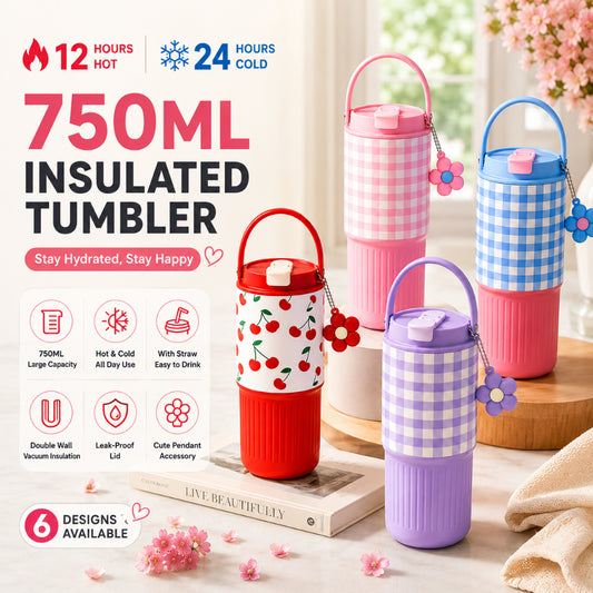 Pintresty flower tumbler - stainless steel 750 ml
