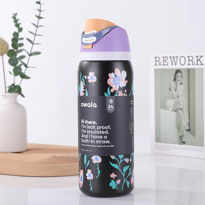 Owala FreeSip leakproof stainless steel bottle with straw - cute edition