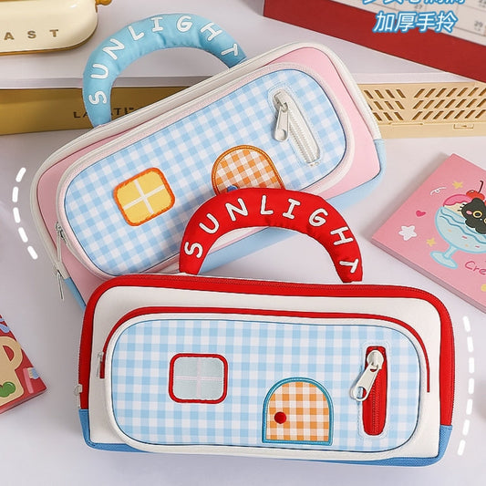 Sunlight puffy pencil pouch - 3 zipper