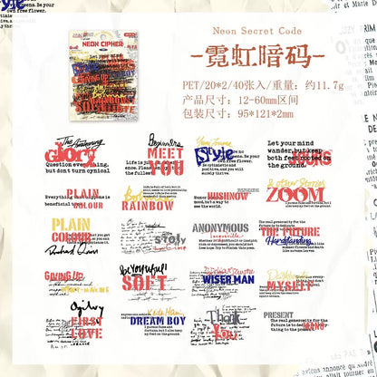 Message and Letters Journaling Sticker-40 Pcs