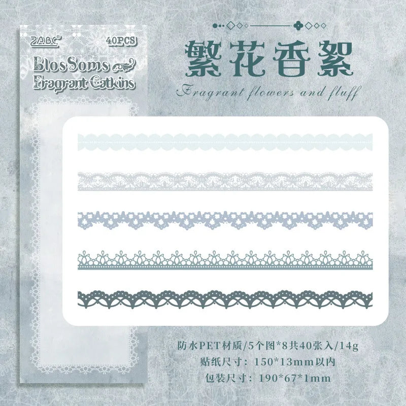 Vintage Lace Sticker- 40 Pcs