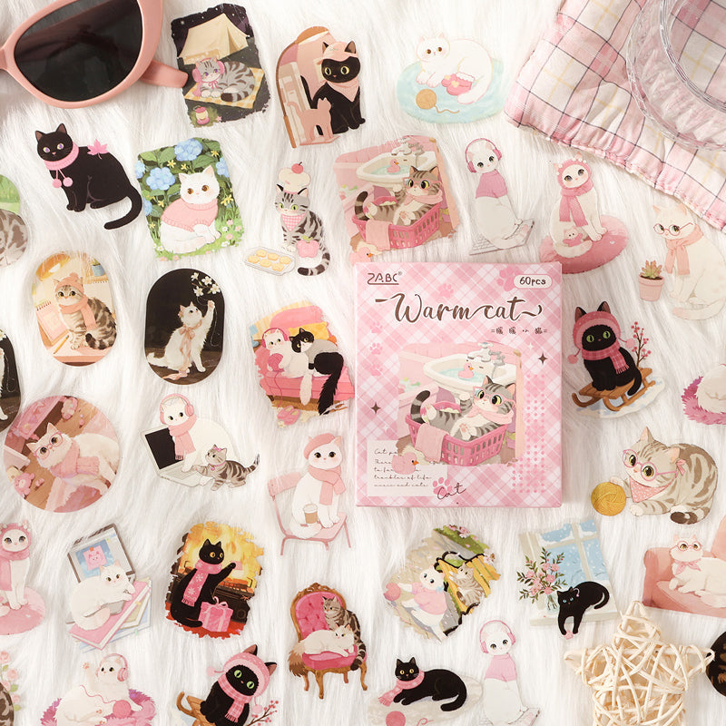 Cute Cat Sticker Box - 60 Pcs