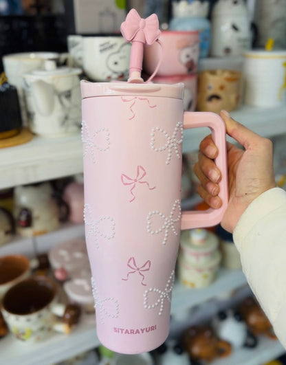 Pintresty Heart pearl  2 in 1 Sipper Plus Tumbler with Topper - 1200ML