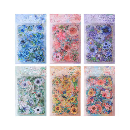 Water Color Flower and Leaf Sticker Sheet - 6 Pcs