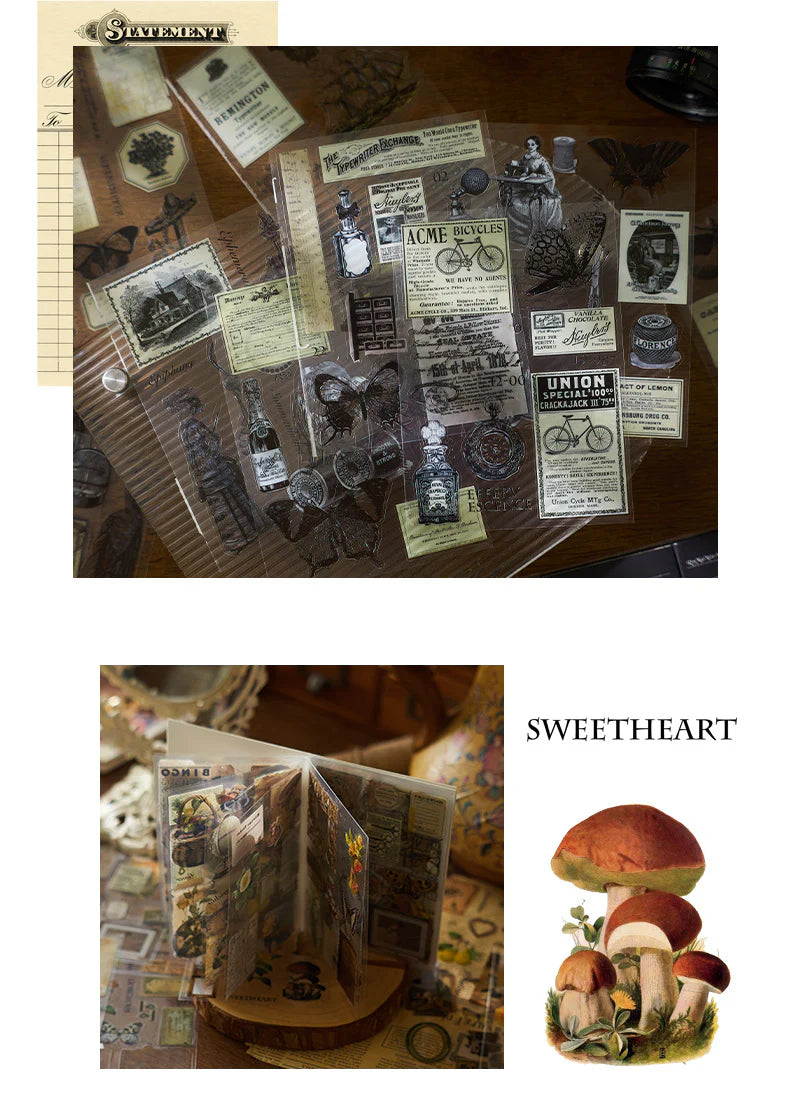 Vintage Retro Journaling Sticker Book - 20 Sheets