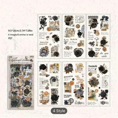 Vintage Wild Flower Kawaii Sticker - 6 Sheets