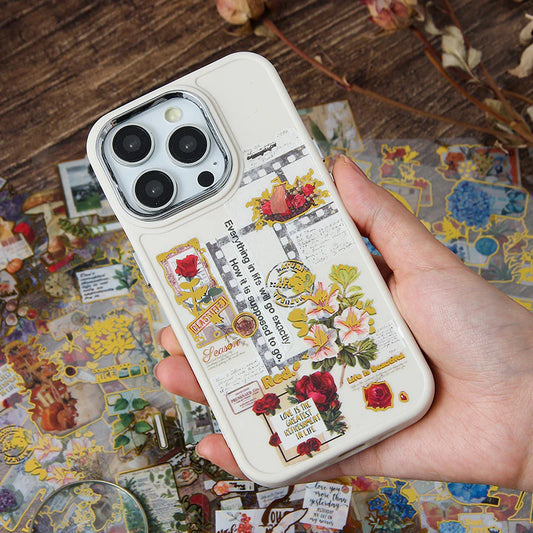 Golden Flower Pictorial Sticker Sheet - 2 Pcs