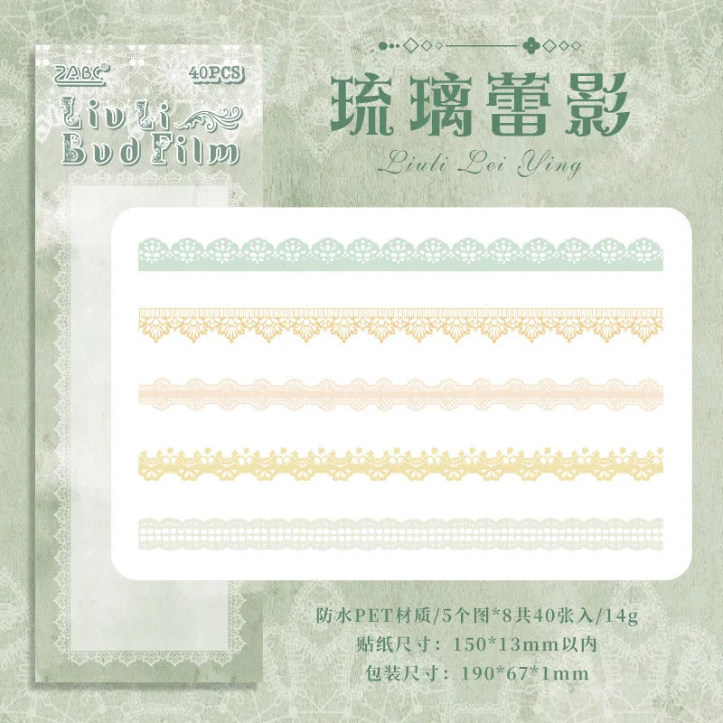Vintage Lace Sticker- 40 Pcs