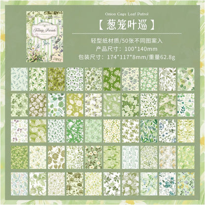 Vintage Garden Journaling Paper Book - 50 Pcs