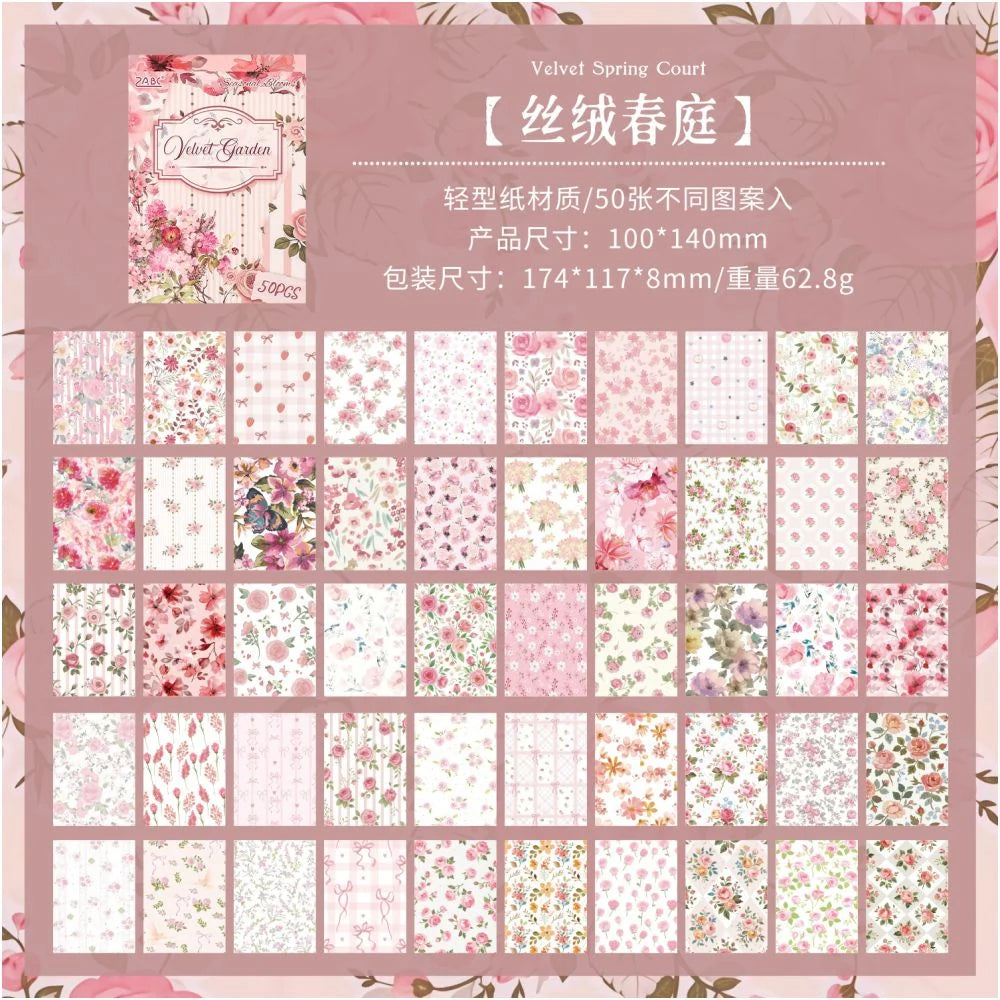 Vintage Garden Journaling Paper Book - 50 Pcs
