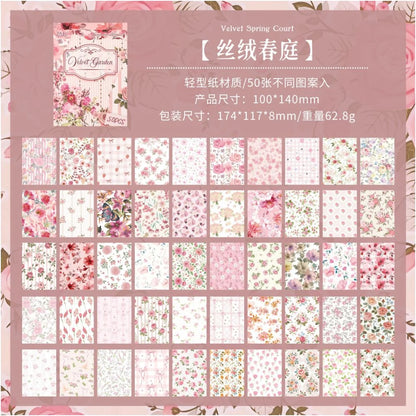 Vintage Garden Journaling Paper Book - 50 Pcs