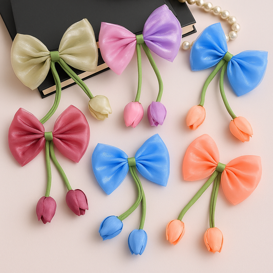 Satin Korean Bow Tulip Hair Pin