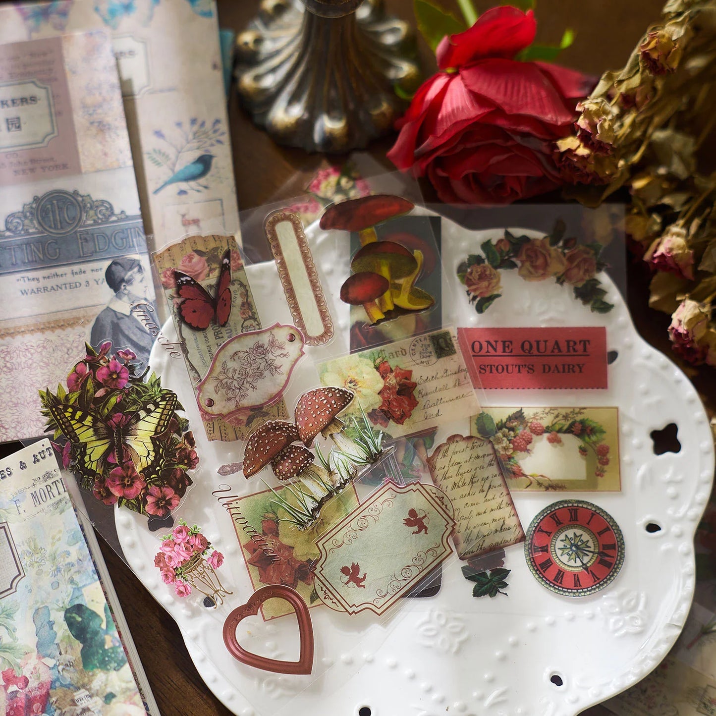 Vintage Retro Journaling Sticker Book - 20 Sheets