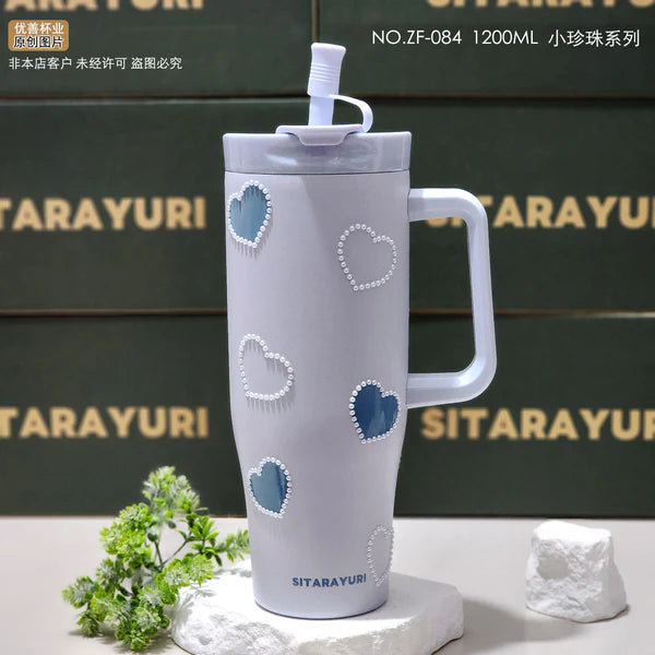 Pintresty Heart pearl  2 in 1 Sipper Plus Tumbler with Topper - 1200ML