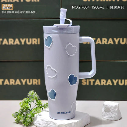 Pintresty Heart pearl  2 in 1 Sipper Plus Tumbler with Topper - 1200ML