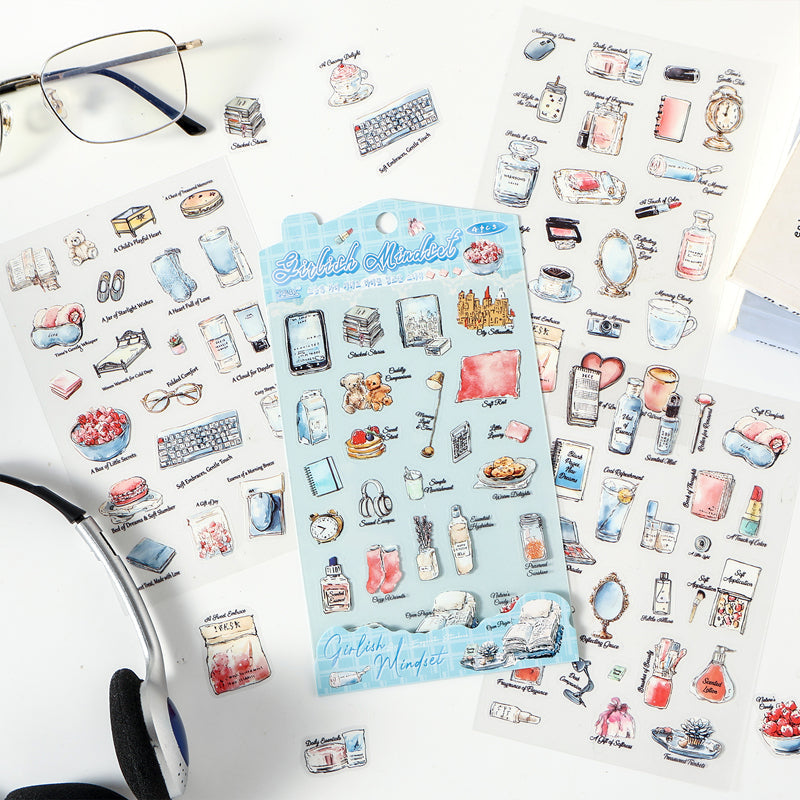 Vintage Materilistic things Sticker Sheet - 4 Pcs