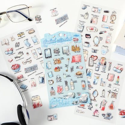 Vintage Materilistic things Sticker Sheet - 4 Pcs