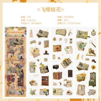 Vintage Material Journaling Sticker Sheet-3 Pcs
