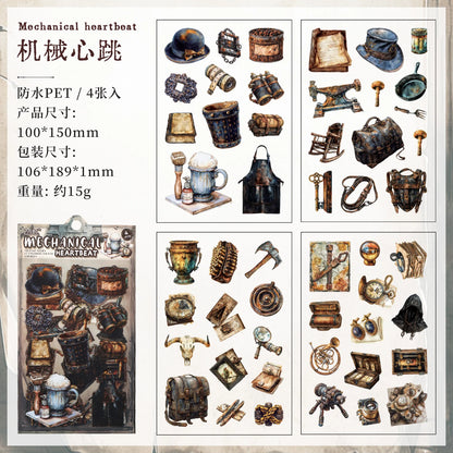 Vintage Times Sticker Sheet - 4 Pcs