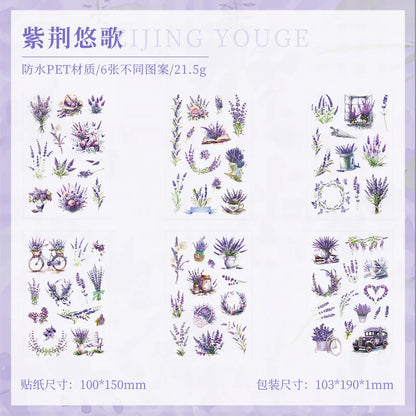 Kawaii Floral Vintage Sticker - 6 Sheets