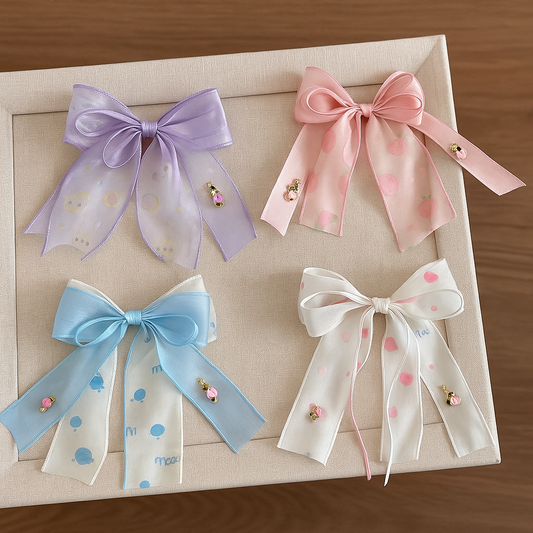 Kawaii Rose Dual Bow Hair Bow Pin