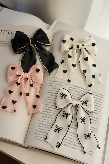 Kawaii Korean Hearts and Dots BowHair Pin