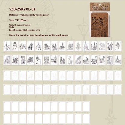 Mini Journaling Sketch Book - 80 Pcs