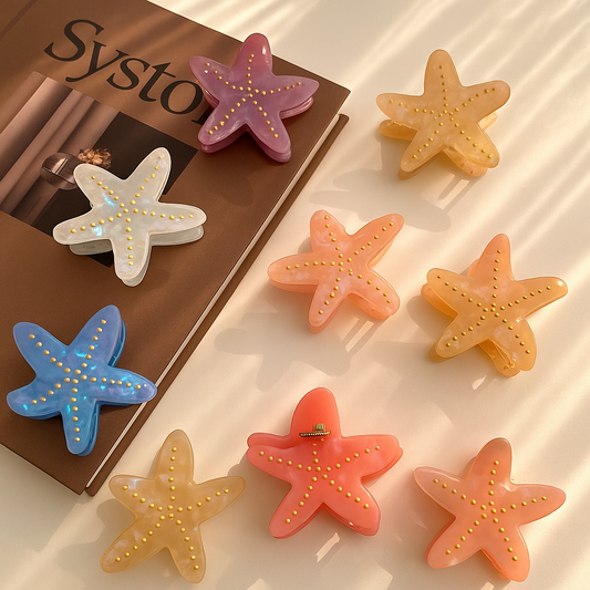 Star Fish Crystal Hair Claw Clip