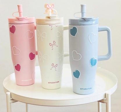 Pintresty Heart pearl  2 in 1 Sipper Plus Tumbler with Topper - 1200ML