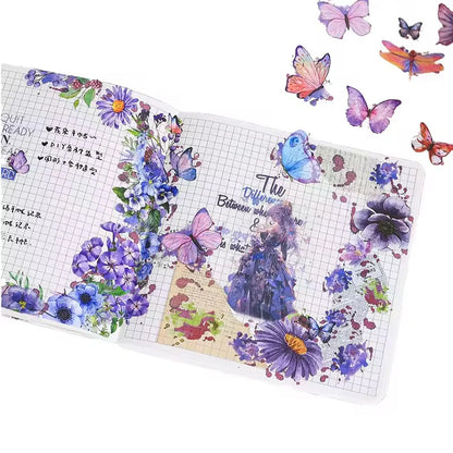 Water Color Flower and Leaf Sticker Sheet - 6 Pcs