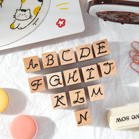 Kawaii Little cat Font Alphabet Stamp Seal - 36 Pcs