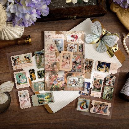 Vintage Stamp Sticker Book 3 Pcs