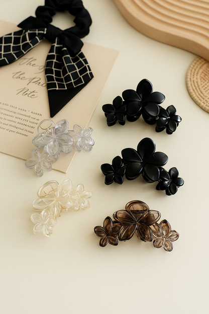 Transparent Korean 3 Flower Hair Claw Clip