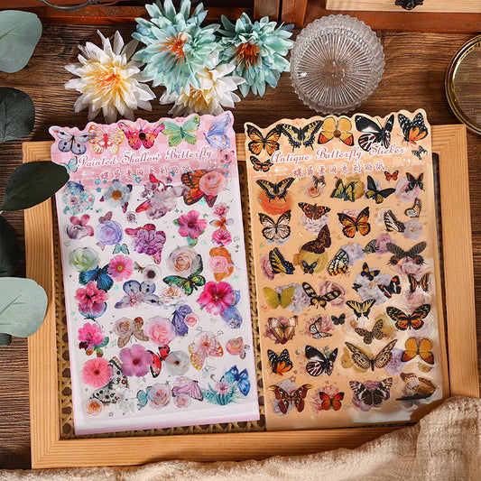 Vintage Butterfly Sticker - 10 Sheets