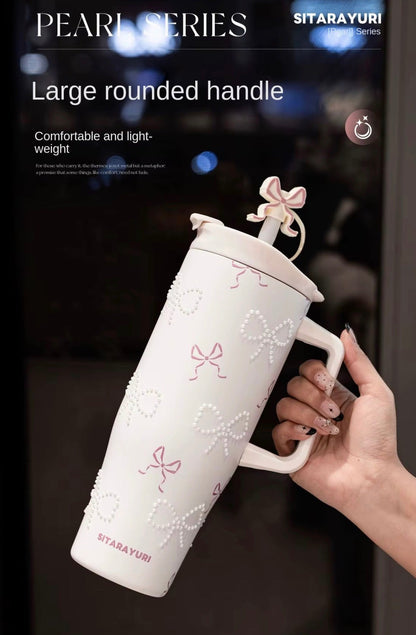 Pintresty Heart pearl  2 in 1 Sipper Plus Tumbler with Topper - 1200ML