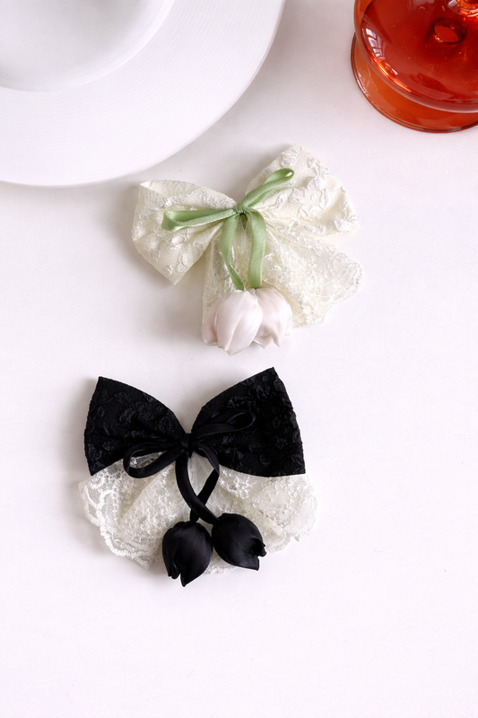 Lace Tulip Bow Korean Hair Pin