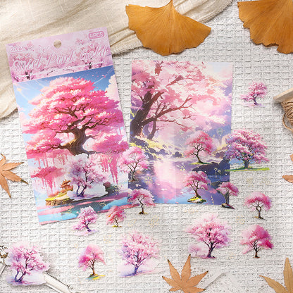 Golden Season Trees Sticker Sheet - 4 Pcs
