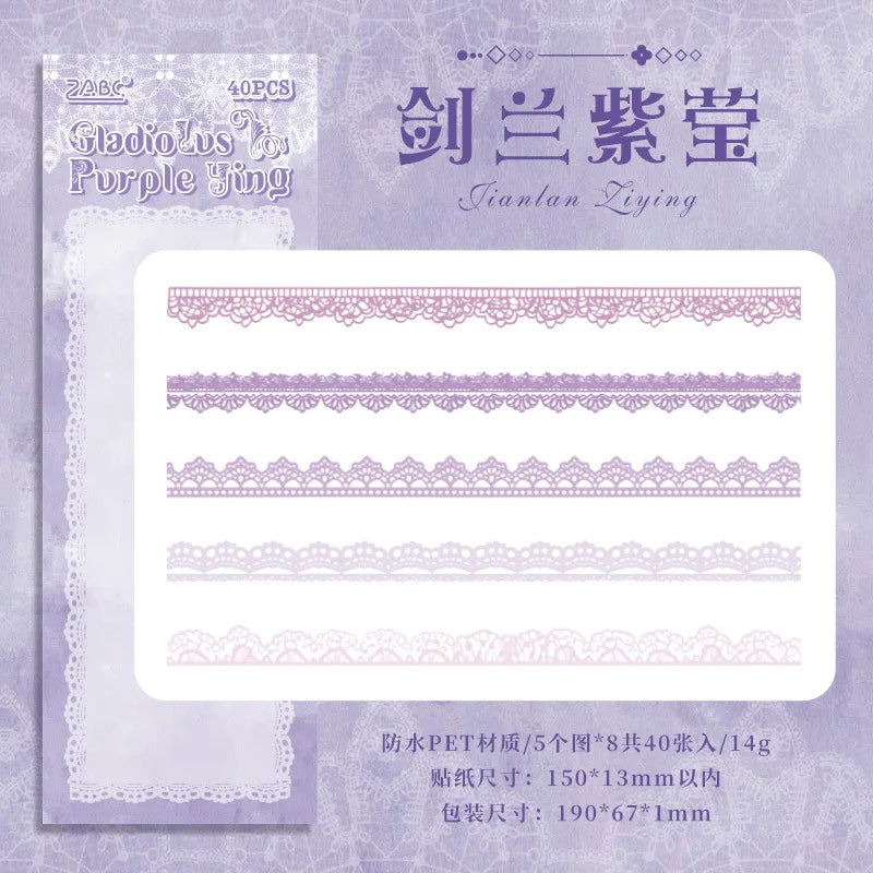 Vintage Lace Sticker- 40 Pcs
