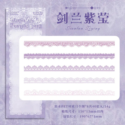 Vintage Lace Sticker- 40 Pcs