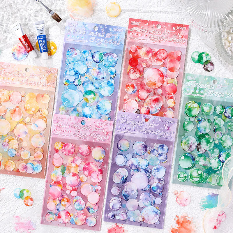 Colorful Bubble Sticker Sheet - 4 Pcs