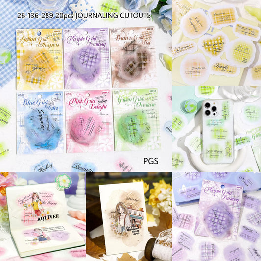 Color Grid Vintage Journaling Sticker - 20 pcs