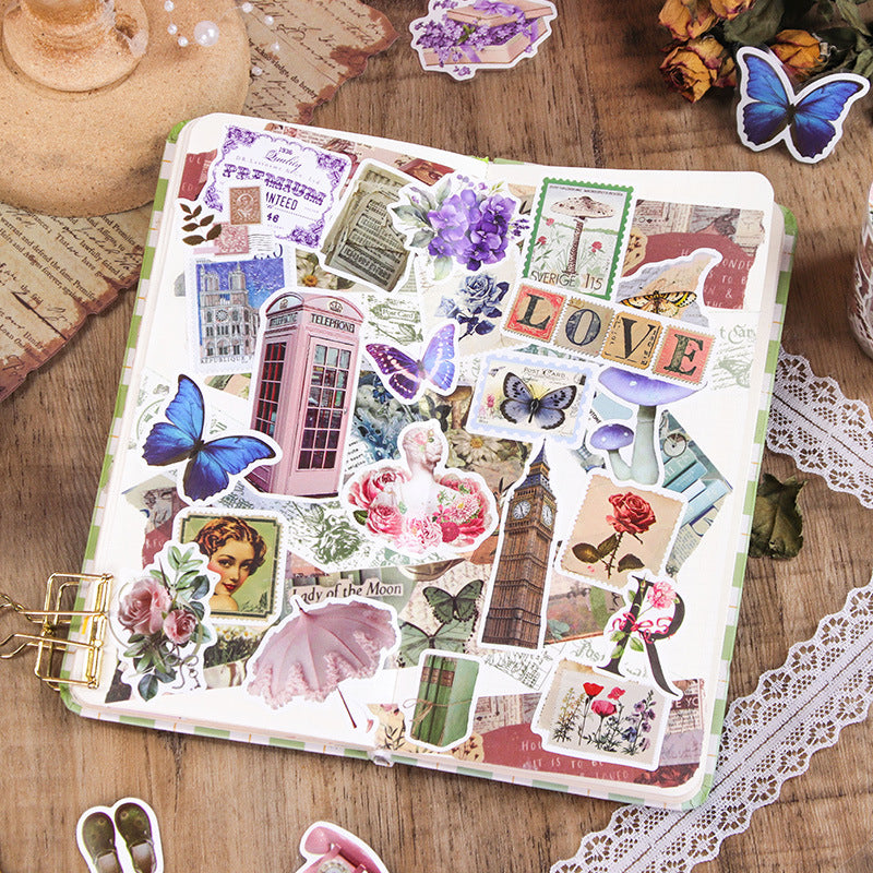 Retro flower Sticker Tape Roll