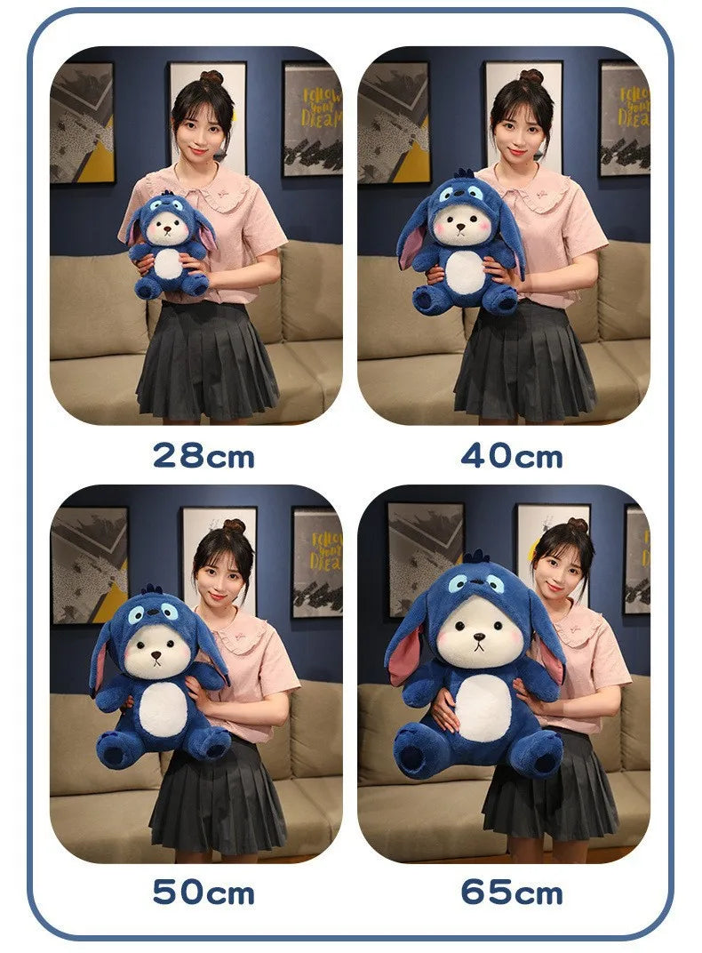 Stitch bear hoodie cap soft toy