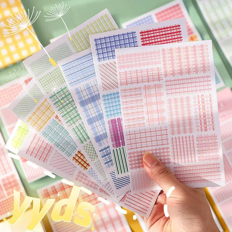 Plaid Checks Decorative Sticker - 4 Pcs
