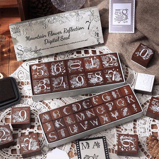 Floral Alphabet Wooden Stamp Set ( A to Z )