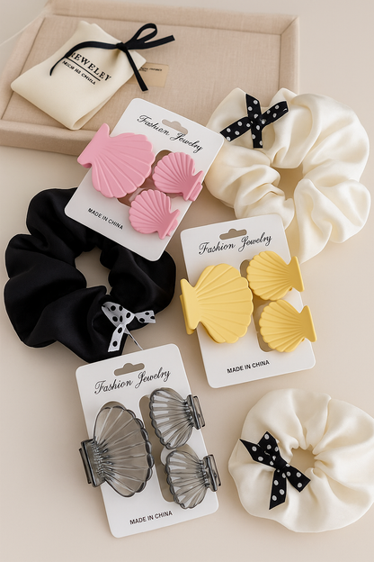 Shell Glossy Hair Claw Clip - Set