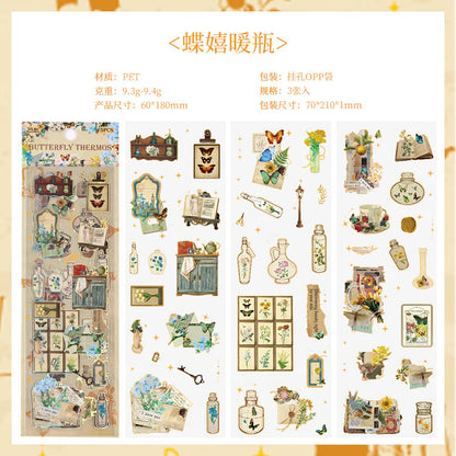 Vintage Material Journaling Sticker Sheet-3 Pcs