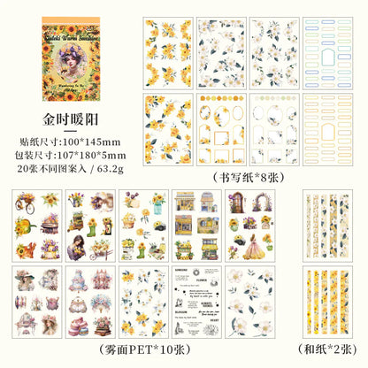 Vintage garden bloom sticker book - 20 sheets